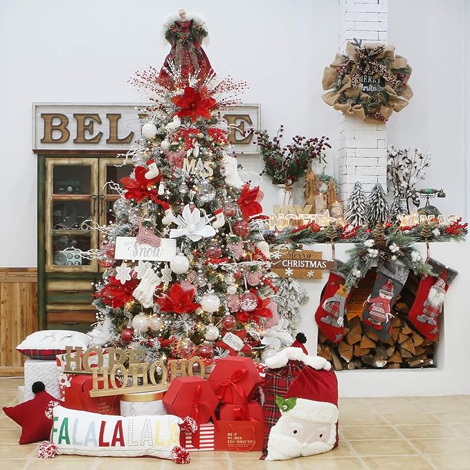 Sea Team Shatterproof Clear Plastic Christmas Ball Ornaments Decorative Xmas Balls Baubles Set with Stuffed Delicate Decorations (50 mm/1.97"/30-Pack, White)