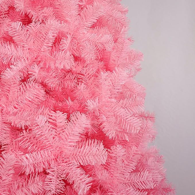 KTKDE 4ft Pink Christmas Tree Artificial Tree Decorations with 450 Tips-1pcs Treetop Star 1 Set 100 Led String Lights(Batteries not Include), Small Xmas Tree Indoor Holiday Party Decorations