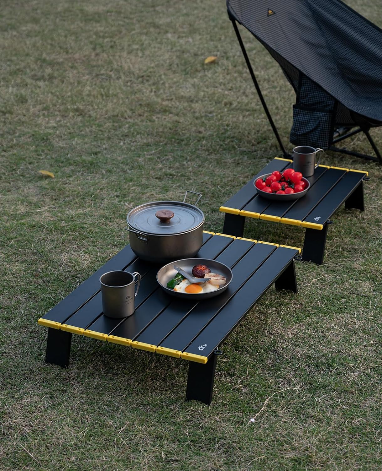 iClimb Ultralight Compact Mini Beach Picnic Folding Alu. Table with Carry Bag, Two Size (Black - S)