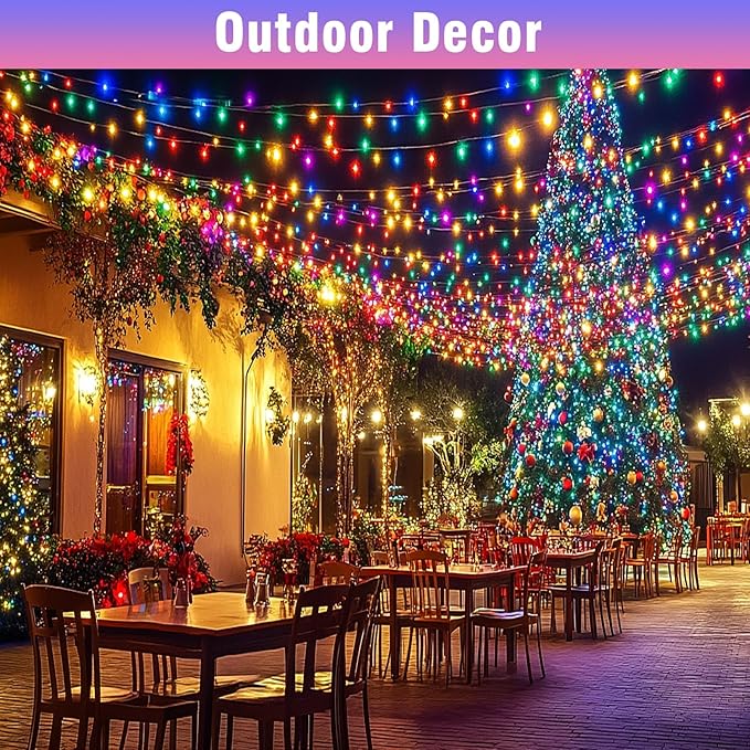 Nisocy 66FT 200 LED Multicolor Christmas String Lights with Green Wire, 8 Modes Plug in Fairy Lights, Waterproof Xmas Tree Lights for Indoor Outdoor Holiday Decorations, Party, Home, Patio