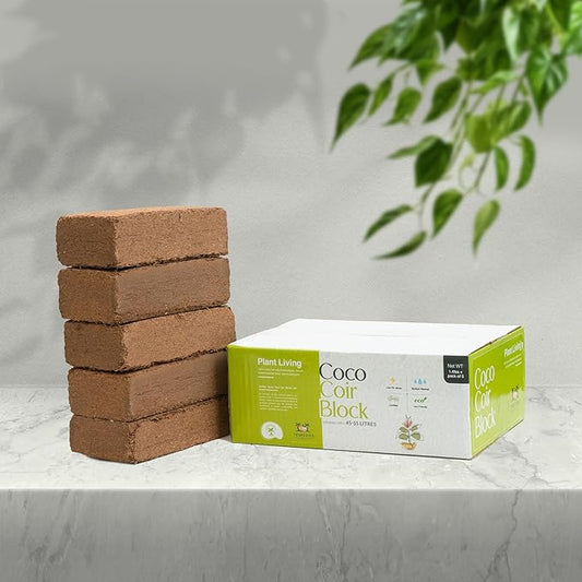 Coco Coir Bricks - Pack of 5, 1.4LBS Each (Total 7LBS)| Organic Solution for Sustainable Gardening! |OMRI Listed | Renewable Soil Made of Coconut | PH (Neutral) | Low EC