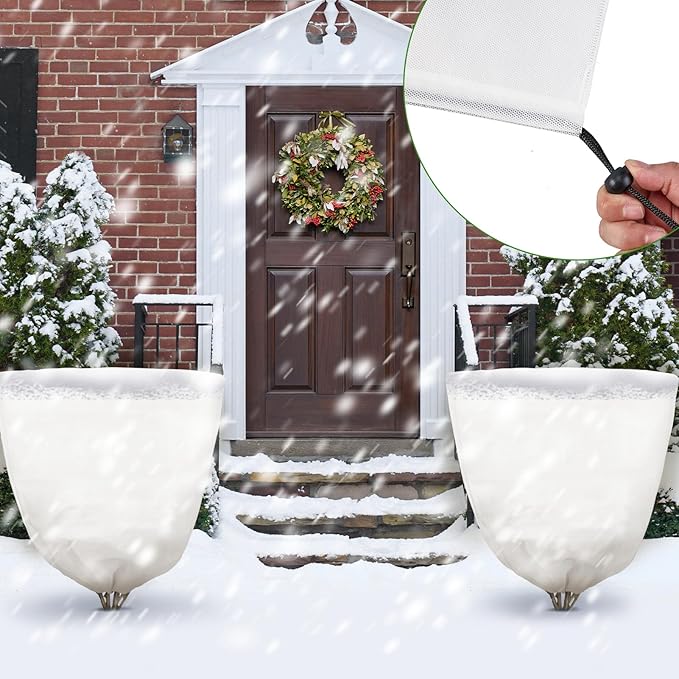 NNG 5PCS Winter Plant Covers Freeze Protection 39.4x39.4Inch Frost Blanket Shrub Covers with Zipper Drawstring Plant Protector Shrub Jacket Winter Tree Cover for Outdoor Plants, Shrub Potted Plants