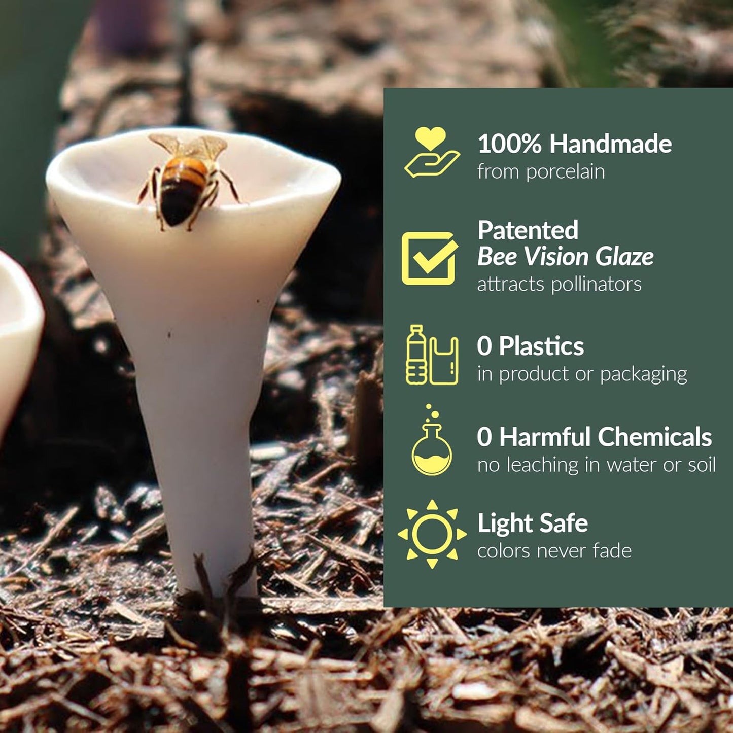 5 Pack, Bee Watering Station, 100% Handmade Porcelain, Bee and Butterfly Feeder for Garden, Outdoor Feeders for Thirsty Pollinators, Plastic Free, Pollinator Attracting Glaze (5, Cape Cod)