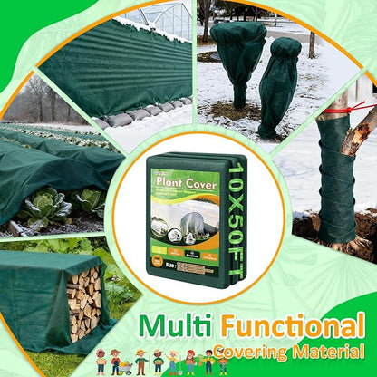 Green Plant Covers Freeze Protection, 10 x 50 ft - 0.9 oz/yd² Frost Cloths for Outdoor Plants, Tree Covers Freeze Protection, Winter Garden Blanket, Sun Cover for Plants for Greenhouse, Vegetables