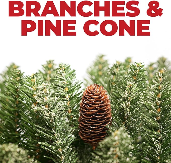 Christmas Tree, 4FT Tabletop Christmas Tree with 100 Colorful Lights & Pine Cones, Small Tree with Cloth Bag Base Prelit Christmas Artificial Decorative for Outdoor Indoor