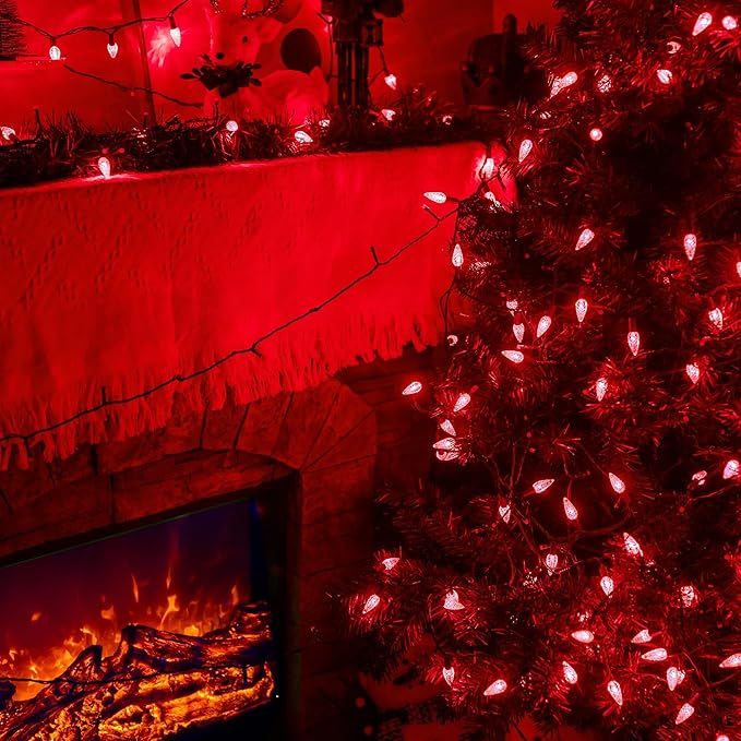 TW SHINE C6 Christmas String Lights, 200 LED 66 FT Christmas Lights Outdoor with 8 Modes Timer, Waterproof Connectable for Indoor Yard Xmas Tree House Christmas Decorations (Red)