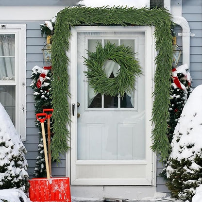 Realistic Thick and Lush Christmas Garland for Mantle Christmas Decorations Indoor 9FT Real Touch Artificial Pine Garlands for Stairs Railing Outdoor Fireplace Table Xmas Holiday Decor Winter Greenery