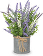 DILATATA Rustic Lavender Flowers Artificial Lavender Decor Fake Lavender Plant in Metal Pot Faux Plants in Pots for Home Bathroom Table Centerpieces Wedding Decor Potted Lavender Flower Purple Decor