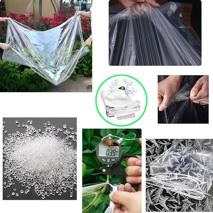 Clear Vinyl Tarp with Grommets, PVC Clear Tarp 14 Mil Thick, Protects Against Water, Uv-Ray, Tear, Waterproof Transparent Cover for Patio and Outdoor Spaces (8‘×10’)