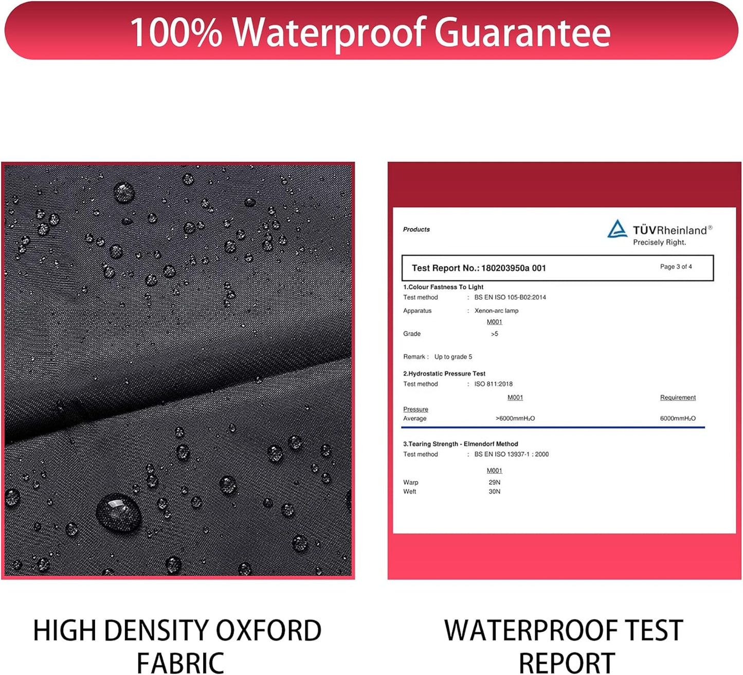 WLEAFJ Fire Pit Cover - 44 Inch, Heavy Duty Oxford Fabric, Full Coverage, Waterproof