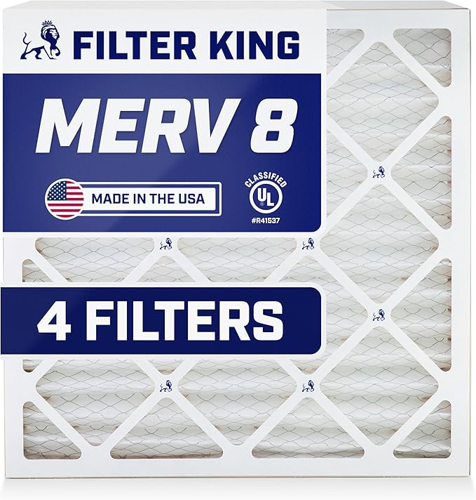 Filter King 11.5x13.5x1 Air Filter | 4-PACK | MERV 8 HVAC Pleated A/C Furnace Filters | MADE IN USA | Actual Size: 11.5 x 13.5 x .75"