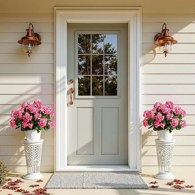 Artificial Geranium Flowers for Outdoors Geraniums Artificial Flowers Realistic Faux Geraniums for Outdoor Planters Silk Geranium Outdoor Fake Flowers Porch Home Kitchen Garden Decor(4PCS，Pink)