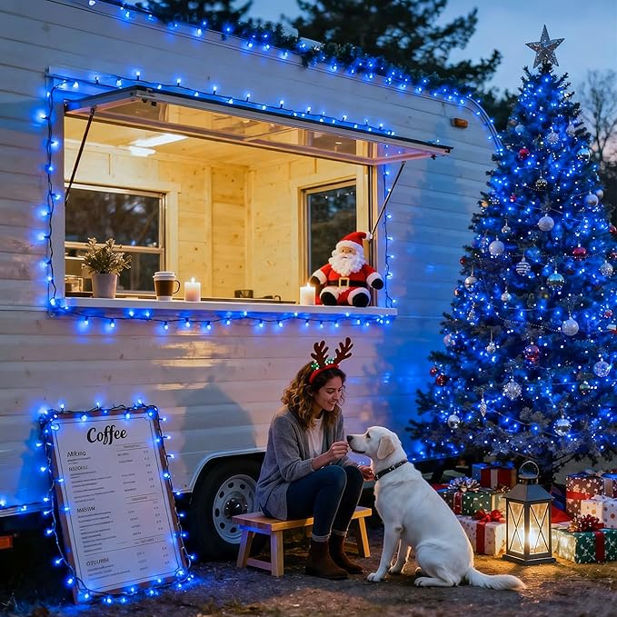 JMEXSUSS 500 LED Blue Christmas Lights Outdoor, 173ft 8 Modes Christmas String Lights, Waterproof Blue LED Tree Light Plug in for Indoor Party House Xmas Decor