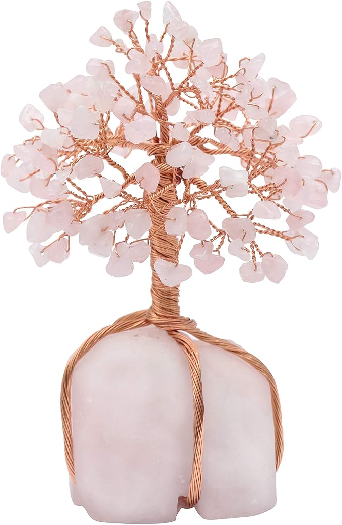 Crocon Rose Quartz Crystal Tree with Rose Quartz Stone Base Tree of Life Decor for Bedroom, Birthday Gifts for Women, Sister Gift, Birthday Gifts for Mom, Cute Home Decor Pink Housewarming Present