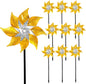 Hausse 10 Pack Reflective Pinwheels with Stakes, Extra Sparkly Pin Wheel for Garden Decor, Bird Repellent Devices Deterrent to Scare Birds Away from Yard Patio Farm, Golden