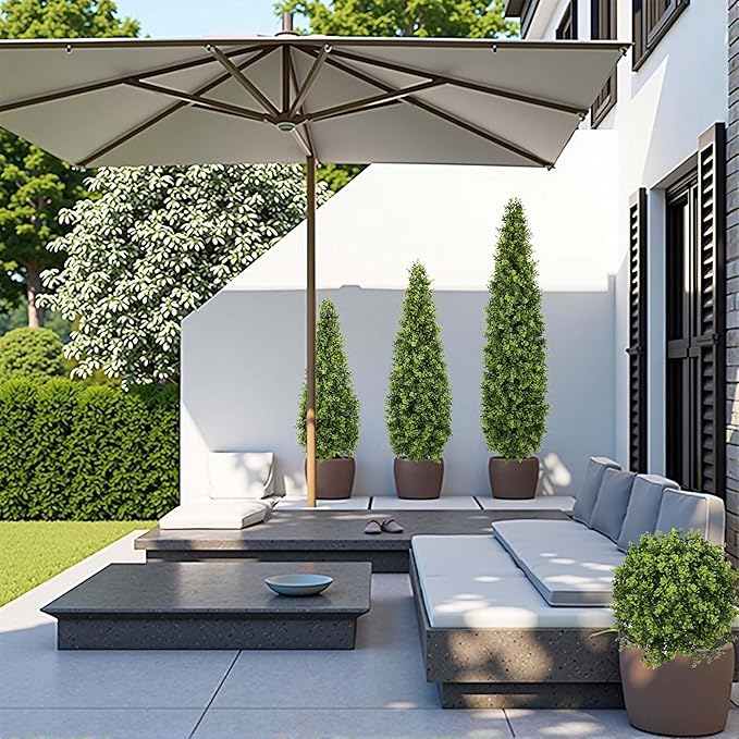 3FT Artificial Boxwood Topiary Tree Fake Topiary Potted Plants for Home Office Garden Indoor Outdoor Decoration 35INCH(2PACK)