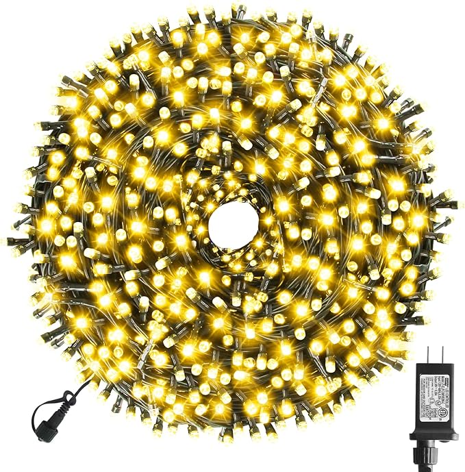XTF2015 170FT 500 LED Christmas String Lights, Christmas Lights End to End Plug 8 Modes Memory Function with Timer, UL Certified Outdoor Indoor Fairy Light Christmas Tree, Patio, Party (Warm White)