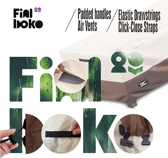 Patio Coffee Table Cover, 42"L x 26"W x 16"H Patio Rectangular Side Table Covers,100% Waterproof 600D Heavy Duty Outdoor Table Cover,Beige&Brow