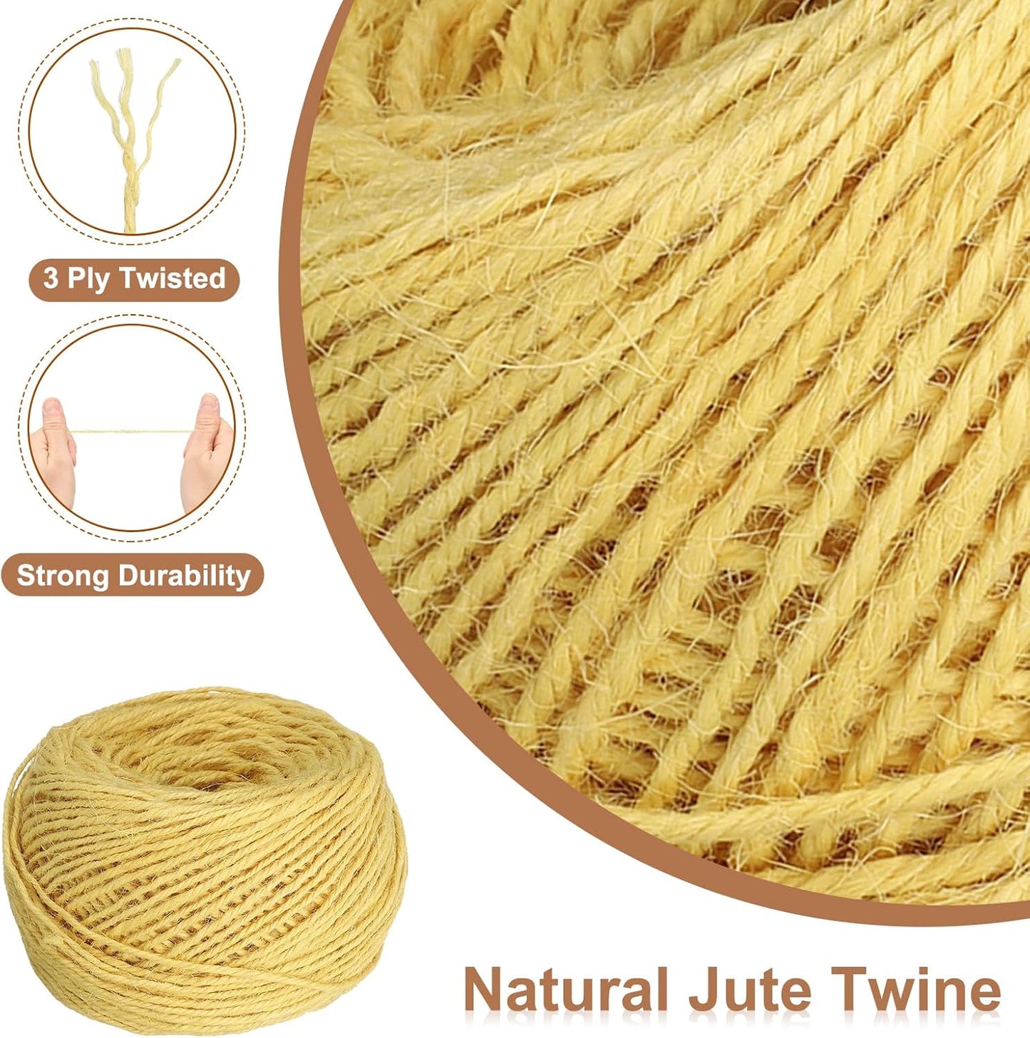 uxcell 328 Feet Natural Jute Twine String,2mm Thin Garden Twine Rope Colored Plant String Cord for DIY Art Crafts Gift Wrapping Decoration Packing Gardening Plant Hanger,Yellow