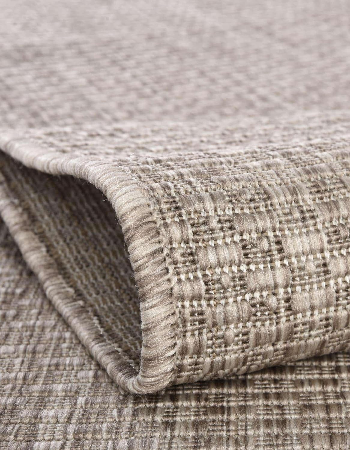 Unique Loom Outdoor Solid Collection Area Rug (6' 1" Square Beige/Ivory)