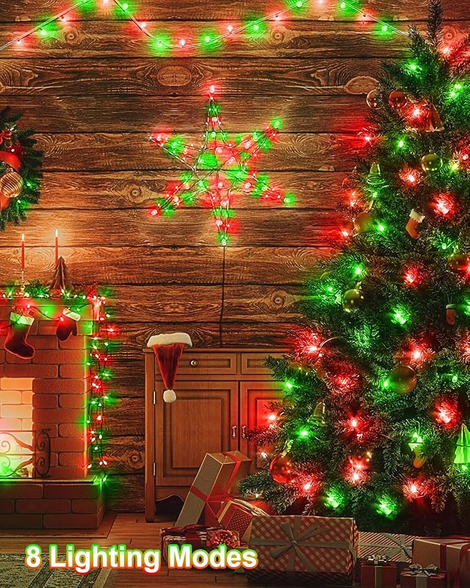 355FT 900 LED Christmas Lights, Extra Long Outdoor String Lights Waterproof, Timer & Memory, 8 Modes Dimmable Plug in Fairy Light for Outside Tree Patry Holiday Indoor Xmas Decorations, Red and Green
