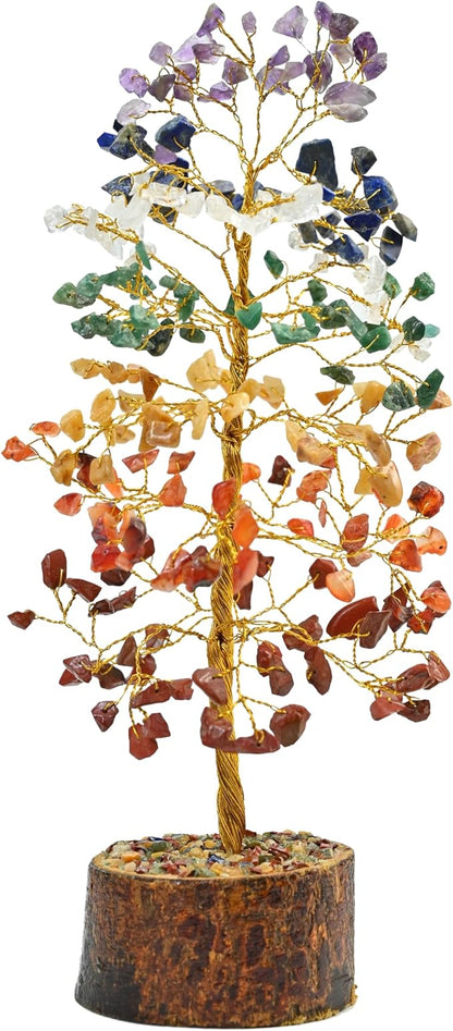 7 Chakra Tree of Life - Crystal Tree of Life, Gemstone Tree for Positive Energy, Feng Shui Tree Decor, Seven Chakra Tree, Money Tree Bonsai, Crystal Healing Stone Tree, Spiritual Gift Home Decor 10"