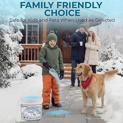 Pet-Friendly Ice Melt - Fast Acting Magnesium Chloride Formula, Safer for Pets & Surfaces, 15lb Bucket with Scoop