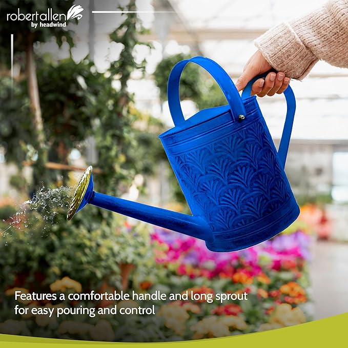 Headwind Aurora Oceanside Blue Metal Watering Can 2 Gallon – Galvanized Vintage Large Watering Metal Can for Indoor & Outdoor Garden Use by Robert Allen