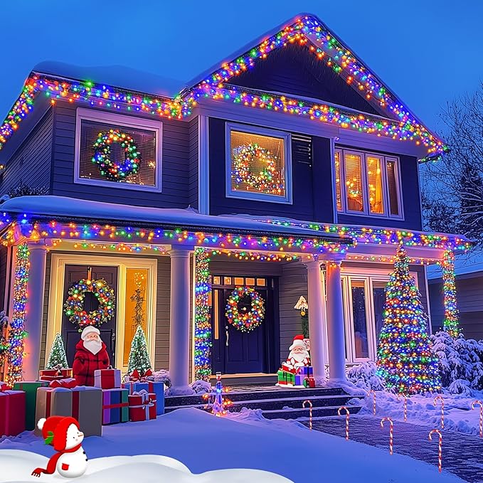 JMEXSUSS 600 LED Solar Christmas Lights Outdoor Waterproof, 206.7 ft Solar String Lights Outdoor, 8 Modes Tree Light for Outside Yard Patio Christmas Decorations