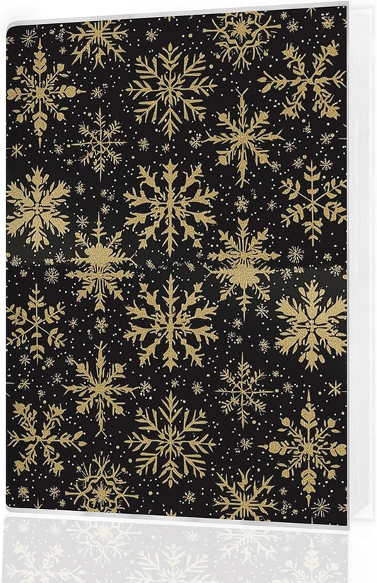 Christmas Photo Albums 4x6 Pictures, Black and Gold Christmas Winter Snowflakes Small Memory Photo Album Book for Baby Family Graduation Wedding Travel Vacation