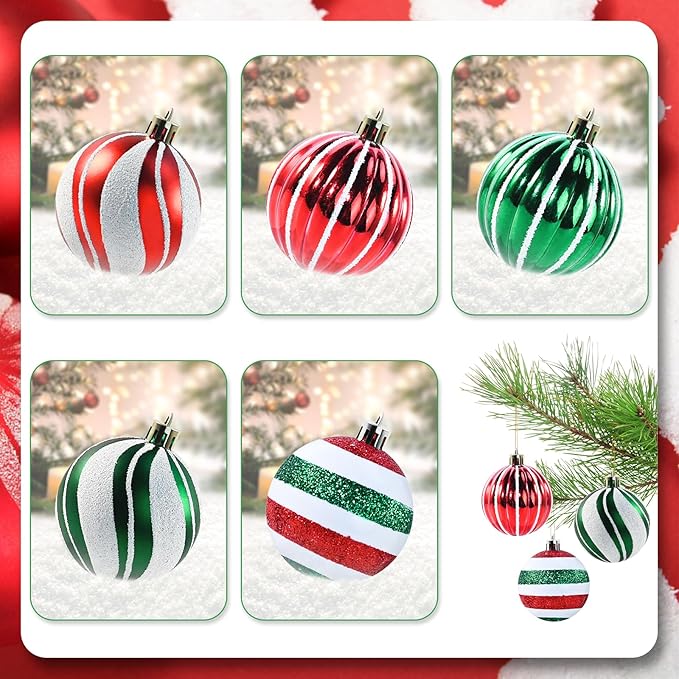 Christmas Balls Ornaments, 30Pcs Shatterproof Xmas Tree Decorations, Tree Hanging Ball Muti-Color Christmas Ball Ornament Set for Party Decoration Perfect Super Bulbs