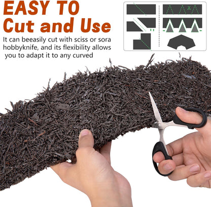 DECOHS 140" x 5.5" Recycled Rubber Mulch Mat Roll for Landscaping, Permanent Garden Pathway Mulch Barrier, Rubber Mulch Walkway Pathway Mat for Plants, Vegetable and Flower Outdoor (Brown)