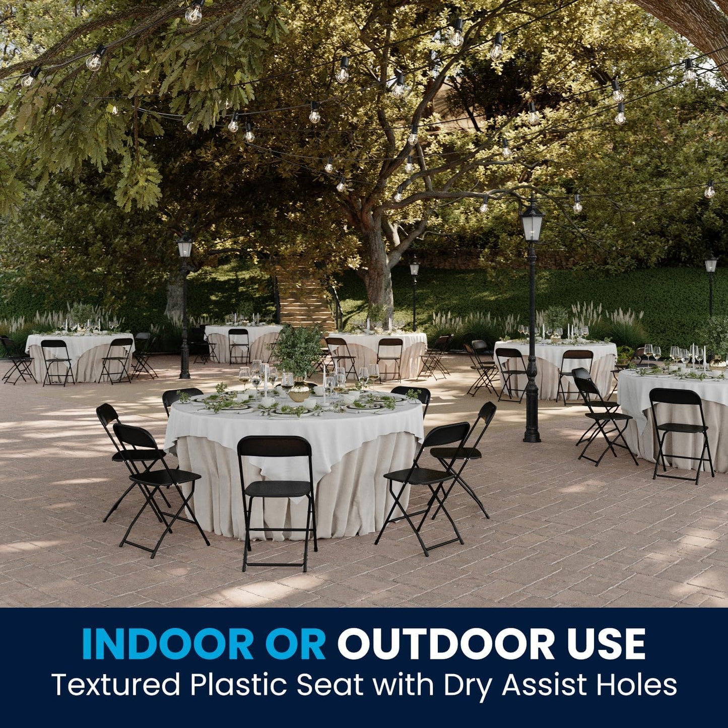 Flash Furniture Hercules Series Plastic Folding Chairs for Parties and Weddings, Stackable Commercial Event Seats with 650-lb. Static Weight Capacity, Set of 6, Black