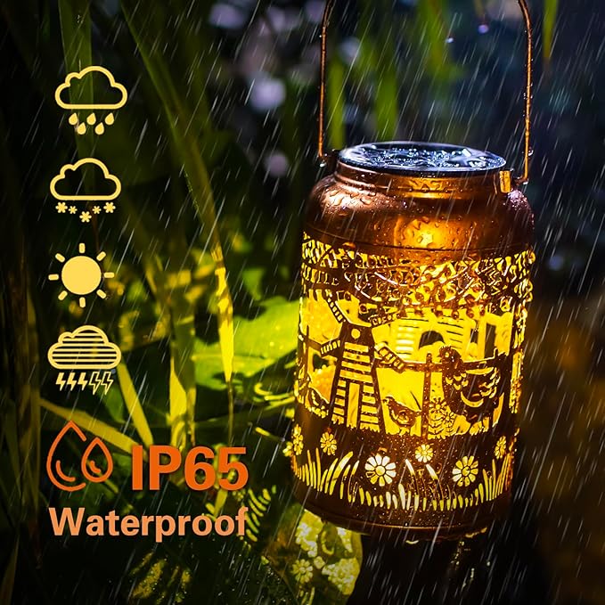 Chicken Solar Lanterns Outdoor Hanging Waterproof Solar Lights Chicken Gifts for Women Men Metal Rooster Decorative LED Lanterns for Outside, Patio, Landscape, Yard Decor, Garden Decorations