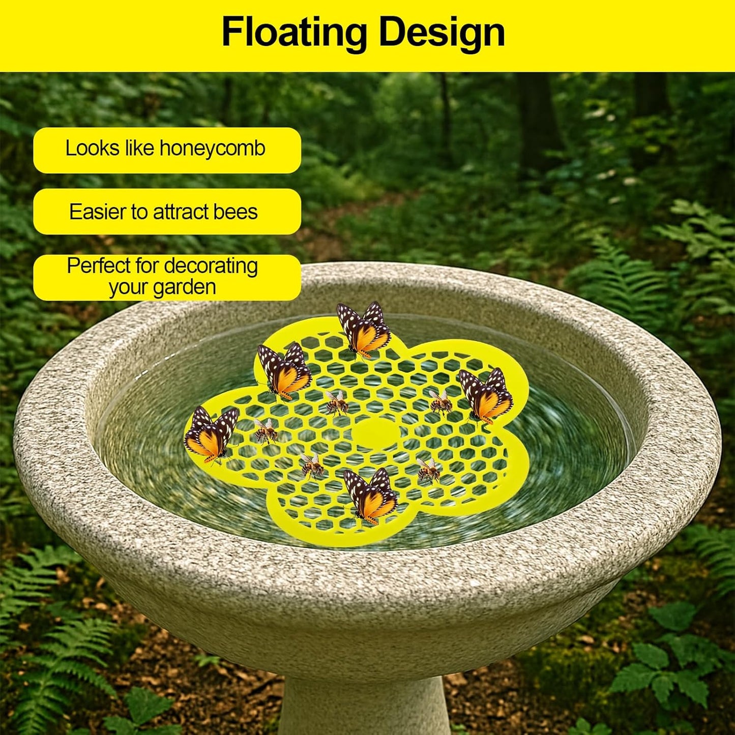 2 Pack Floating Bee Island,Flower Floating Bee Watering Station- Butterfly Bee Waterer for Feeding, Bee Bath,Butterfly Feeders for Outdoors
