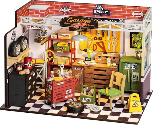 ROBOTIME Miniature House Kit DIY Mini Garage Workshop Tiny Model House Building Kit with LED Decorative Craft for Adults Hobby Gift