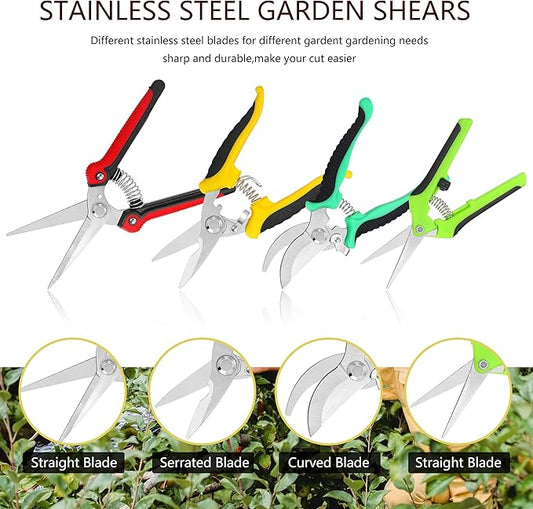 5‑Piece Garden Pruning Shears Set with Gloves & Storage Bag – Stainless Steel Trimming Scissors for Flowers, Herbs & Small Branches – Ergonomic Gardening Tools Kit (Multi-color)