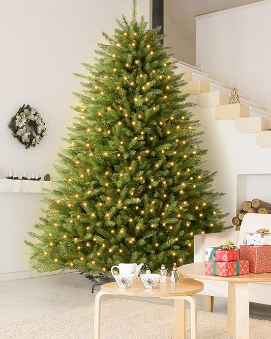 Pre-lit Christmas Tree 9FT Premium Artificial Spruce Christmas Tree with 800 Clear Lights, Hinged/Feel Real/Realistic/Full Fir Xmas Tree 9 Feet Holiday
