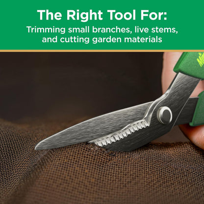Miracle-Gro 8 in. All-Purpose Steel Garden Utility Shears with Serrated Blades – Comfort Grip Yard and Garden Scissors for Pruning Plants, Flowers, and Herbs