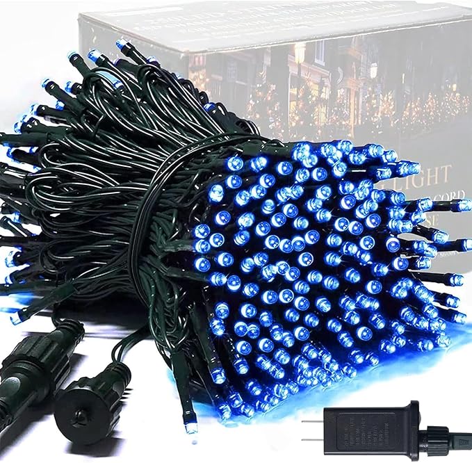JMEXSUSS 250 LED Blue Christmas Lights: 91.5ft Extendable Blue String Lights Indoor Outdoor Waterproof with 8 Modes for Christmas Tree, Garden, Patio, Party, Holiday Decorations