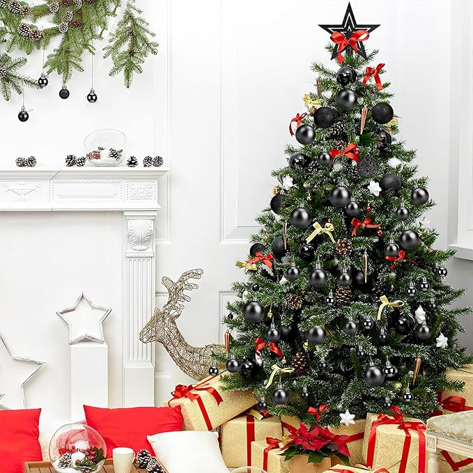 Aitsite 100 Pack Christmas Tree Ornaments Set Mini Shatterproof Holiday Ornaments Balls for Christmas Decorations (Black)