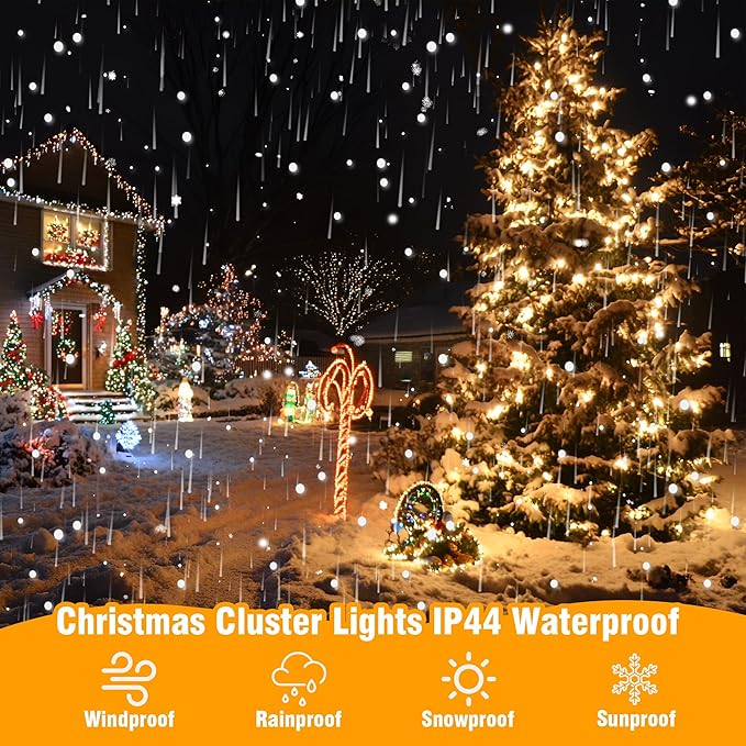 Connectable Christmas String Lights 66FT 200 LED 8 Modes with Timer Decorative String Lights for Xmas Tree Patio Party Warm White