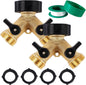 Biswing 2 Pack Garden Hose Splitter 2 Way, Heavy Duty Brass Connector Tap Splitter, Y Splitter 2 Valves with 4 Extra Rubber Washers