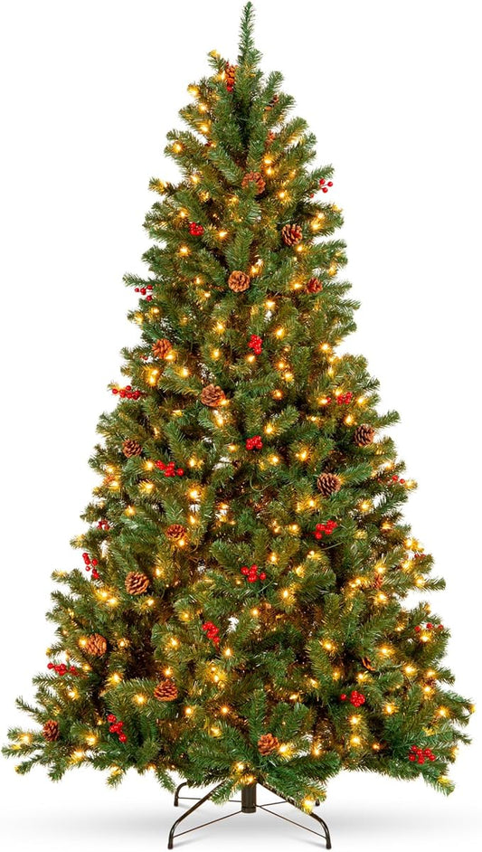 Best Choice Products 4.5ft Pre-Lit Pre-Decorated Spruce Hinged Artificial Christmas Tree w/ 398 Tips, Pinecones, Berries, 150 Lights, Metal Base