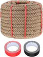 MECCANIXITY Jute Rope 1 Inch x 85ft, Thick Twine Rope Ropes Braided Jute Twine Natural Brown Burlap Cord String Heavy Twisted with Tapes for Decorative Crafts Railing Swing Tug of War