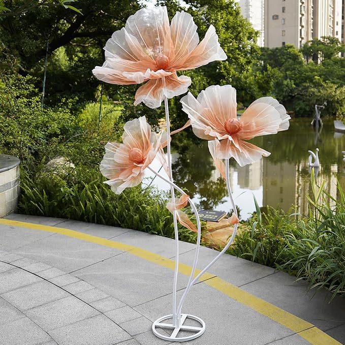 Giant Flowers for Decoration,66.9" Tall Floor Standing Life Size Silk Flower Decor - 3 Large Artificial Flowers with Stand for Wedding Reception,Party Banquet Background,Home Decor