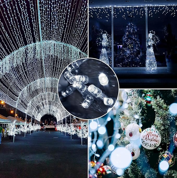 288FT 800LED Extra-Long String Lights Indoor Outdoor Clear Wire, Cold White Christmas String Lights, Plug in Twinkle Fairy Light With Timer and Memory For Wedding Patio Tree Yard Christmas Decorations