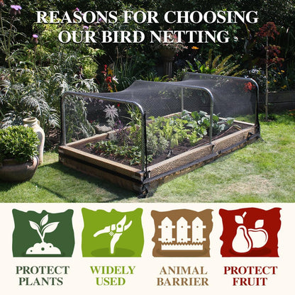 Bird Netting，15 x 30 FT Garden Netting Bird Net for Chicken Coop, Poultry Netting Fence for Fruit Trees, Plants and Vegetables Against Birds, Deer, Squirrels and Other Animals