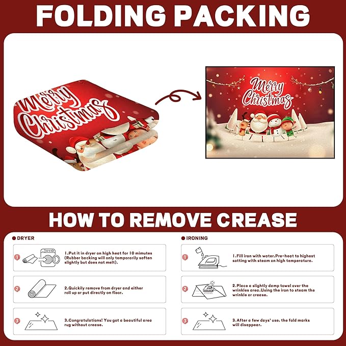 5' X 7' Christmas Rugs,Xmas Tree Snowflake Non-Slip Washable Rug Indoor Rugs Floor Mats Carpet for Living Room Bedroom Dining Room Home Decor