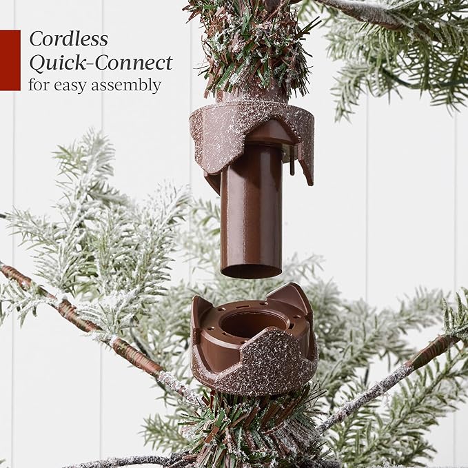 Best Choice Products Pre-Lit Sparse Christmas Tree 7.5ft Artificial Flocked Pine Holiday Décor Aspen Noble Fir White & Multicolor LED Lights- Green